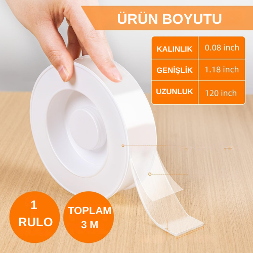 Şeffaf ve Dayanıklı Çift Taraflı Nano Bant