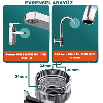 1440 DERECE AYARLANABİLİR MUSLUK BAŞLIK